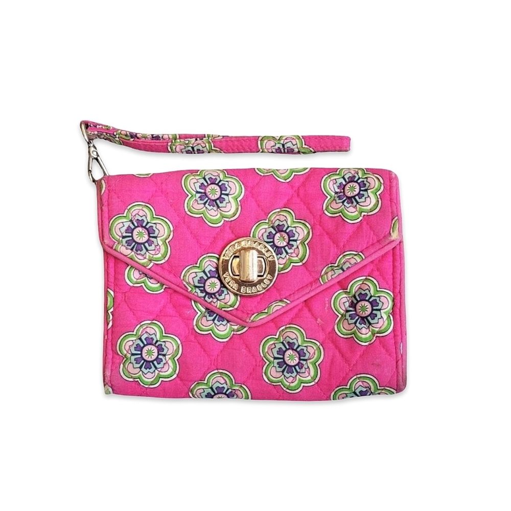 Vera Bradley Your ToTurn Pink Swirls Quilted Turn Lock Small Wristlet Wallet